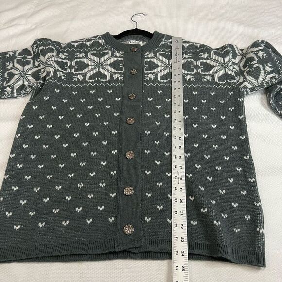 Vintage Angelli Gray White Fair Isle Cardigan - Picture 3 of 6